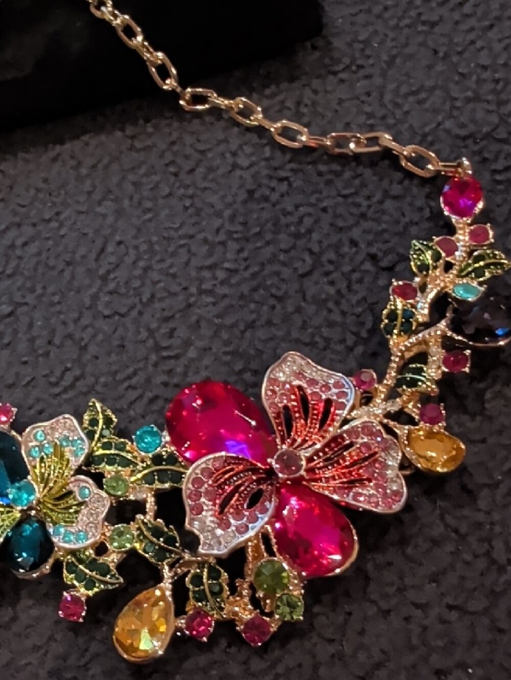 Floral Multi-Color Statement Necklace - Picture 3 of 4